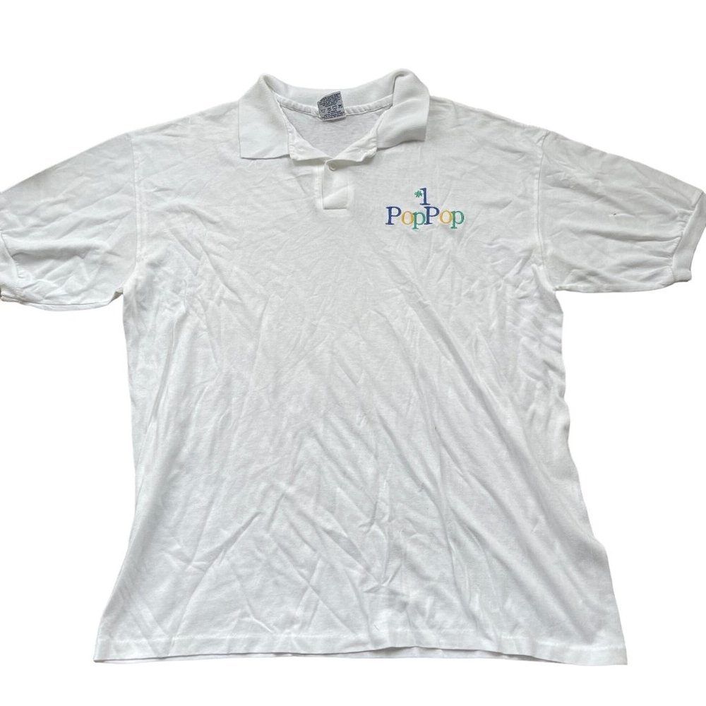 Vintage Anvil Polo Single Stitch Pop Pop Dad Gift Shirt Threadbare Sz Large